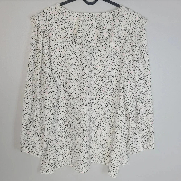 Banana Republic Ruffle V-Neck‎ Blouse White Speckle Size X-large - Picture 7 of 9